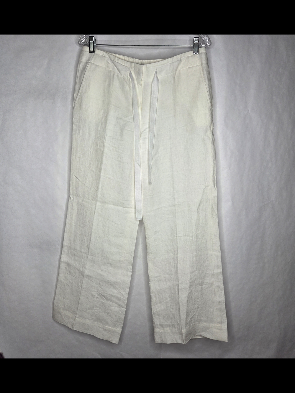 Talbots Off-White Wide-Leg Linen-Blend Pants